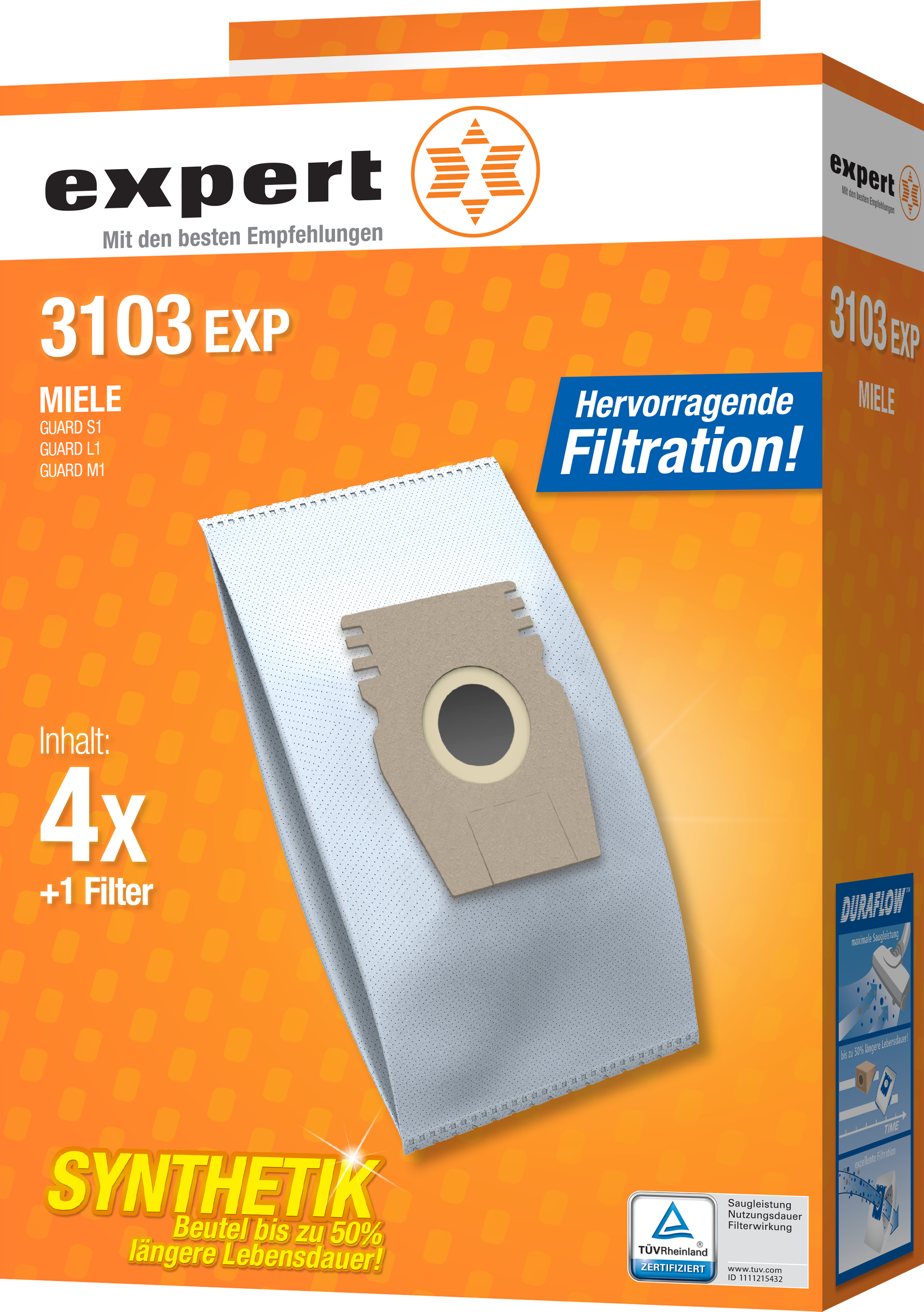 3103EXP (4 Beutel, 1 Motorfilter) Staubsaugerbeutel