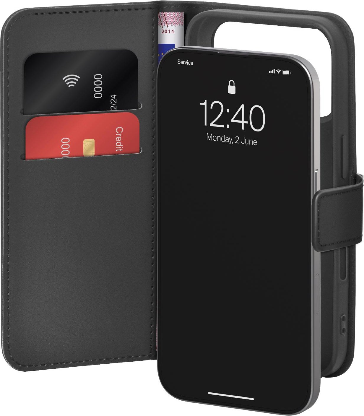 Thumbnail - Wallet Stand Case für iPhone 17 Pro, Schwarz