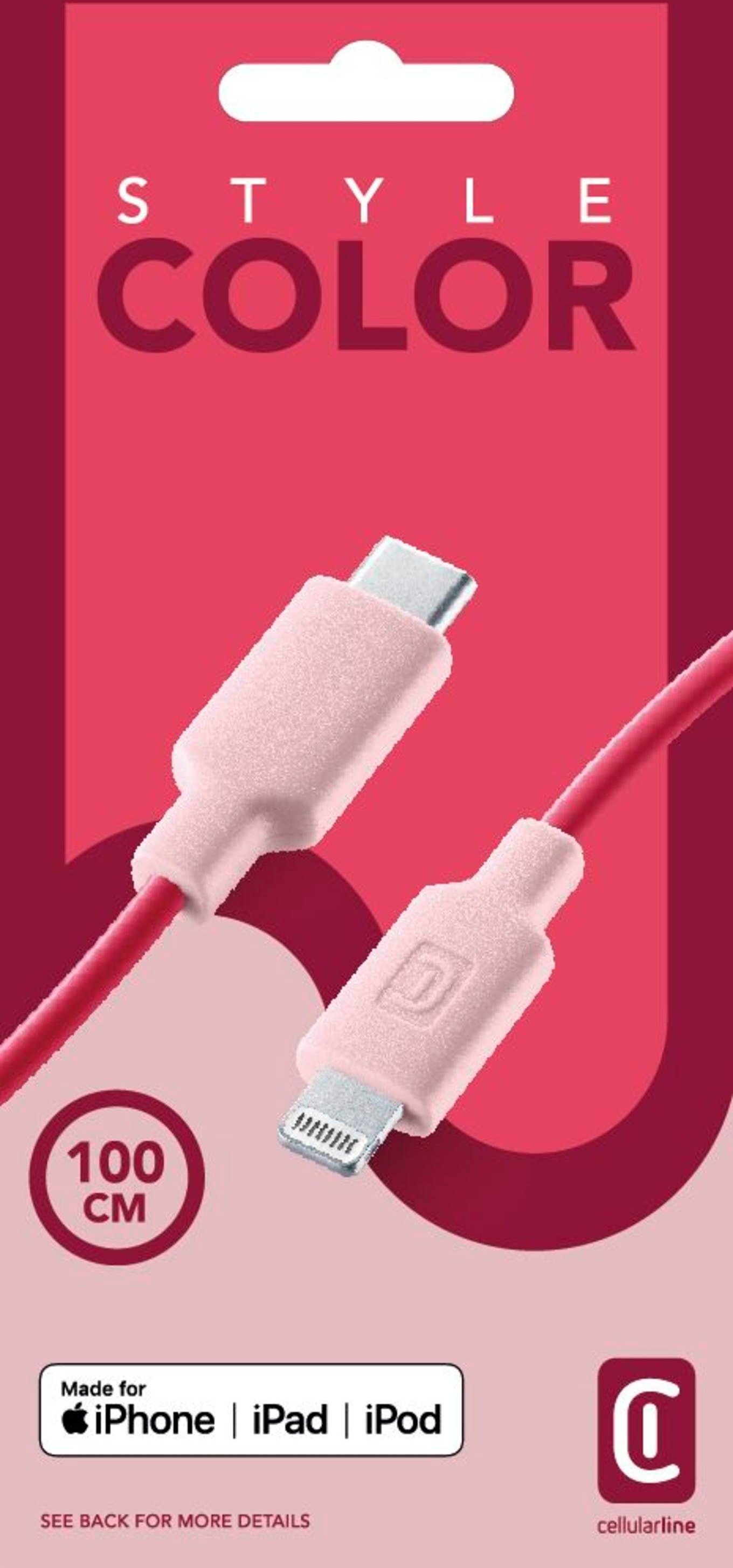 Style Color Data Cable USB Typ-C/ Lightning 1m Pink (61100)