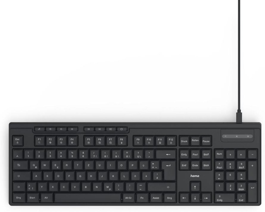 USB-Tastatur CK-200, kabelgebunden, 8 Media-Tasten, Schwarz, QWERTZ DE (00173052)