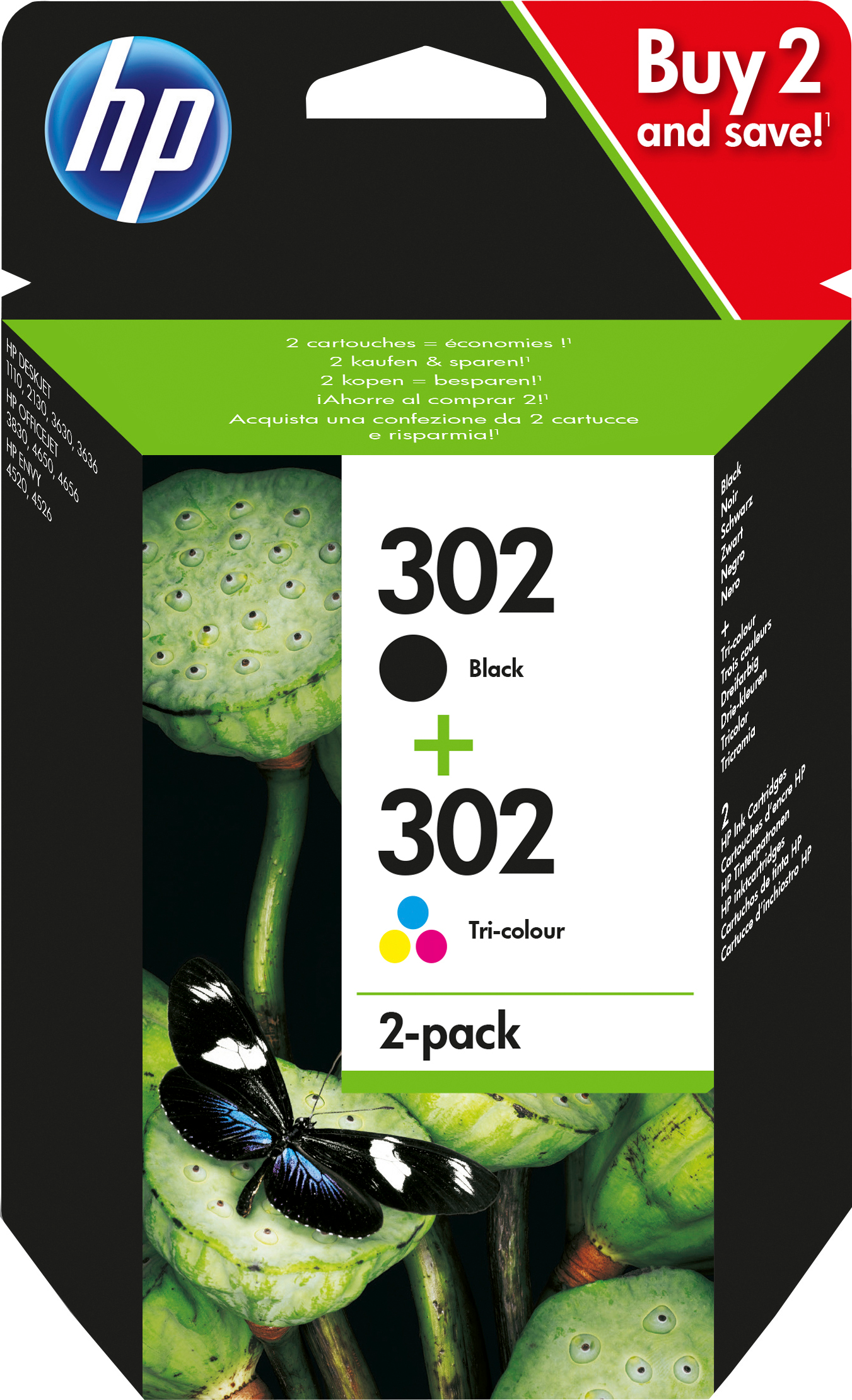 302 2er-Pack schwarz/cyan/magenta/gelb Druckerpatrone