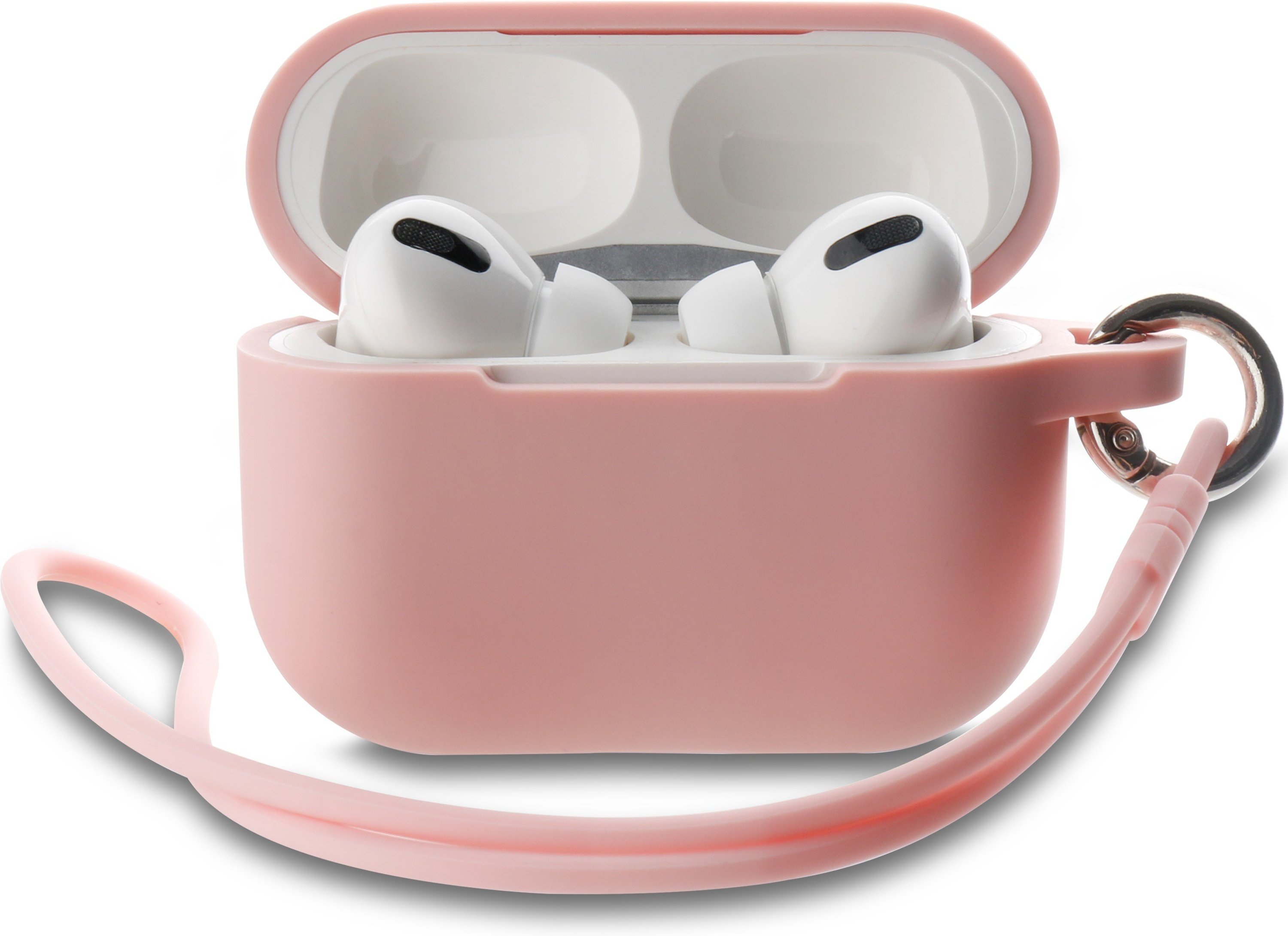 Protection Case für AirPods Pro 2, Metall Ring und Silikon Band Rosa (63258)