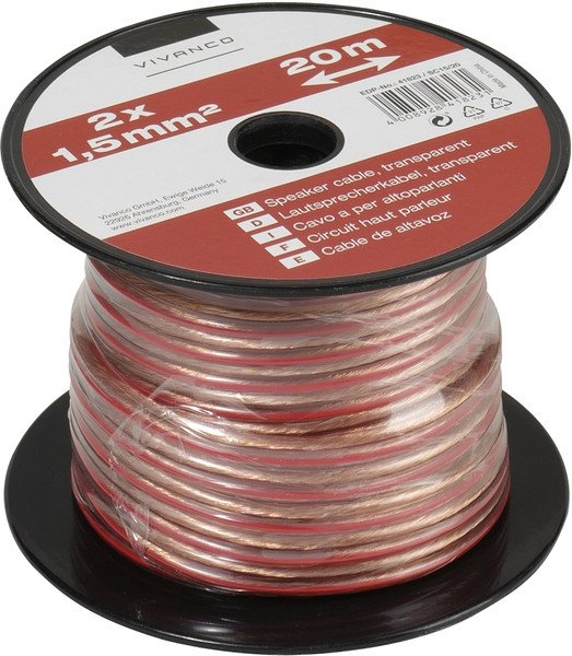 Lautsprecherkabel auf Minispule, 2x 1,5 mm², 20m (46823)