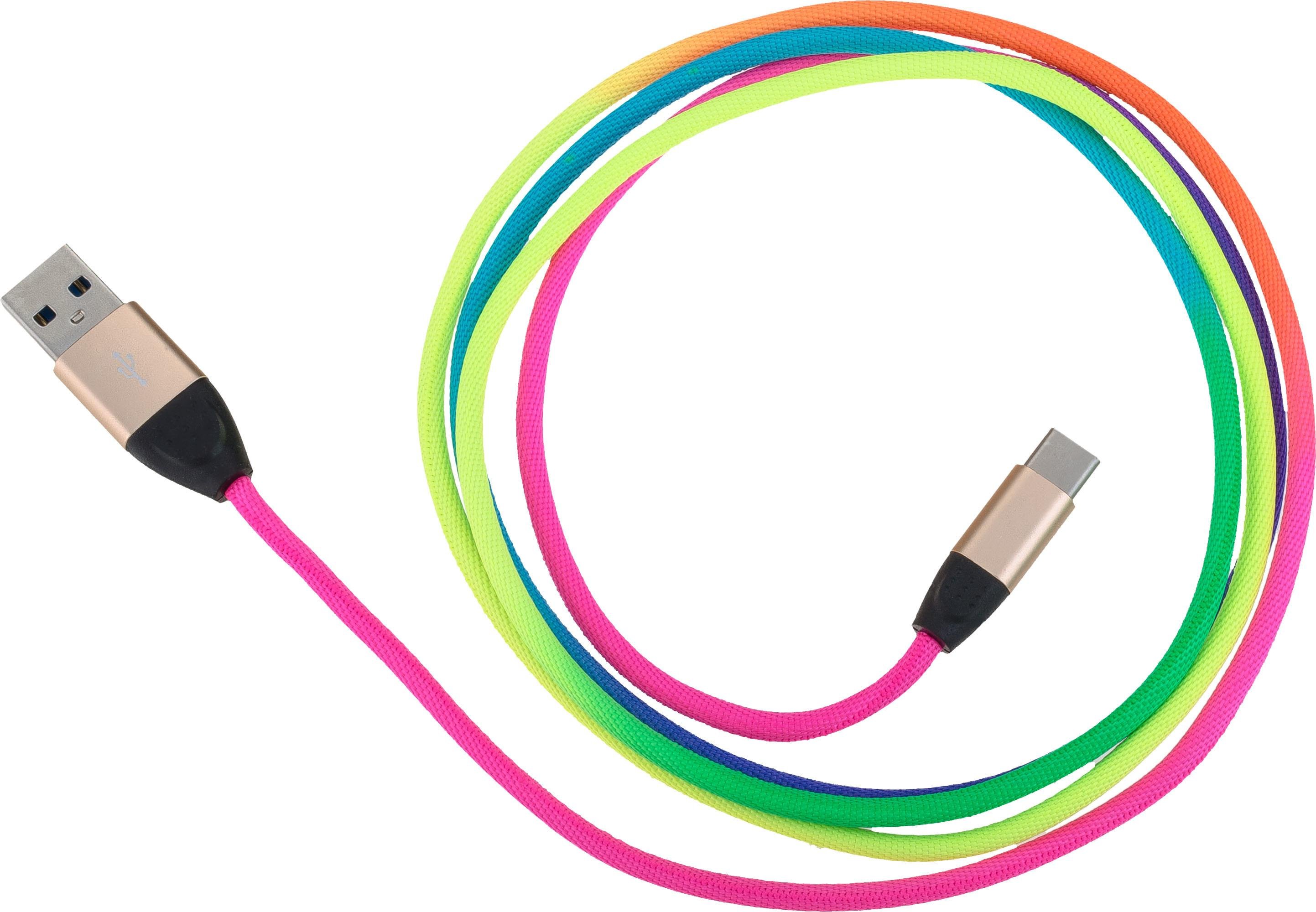 USB Data Cable RAINBOW für Typ-C USB mit Sync- und Ladefunktion
