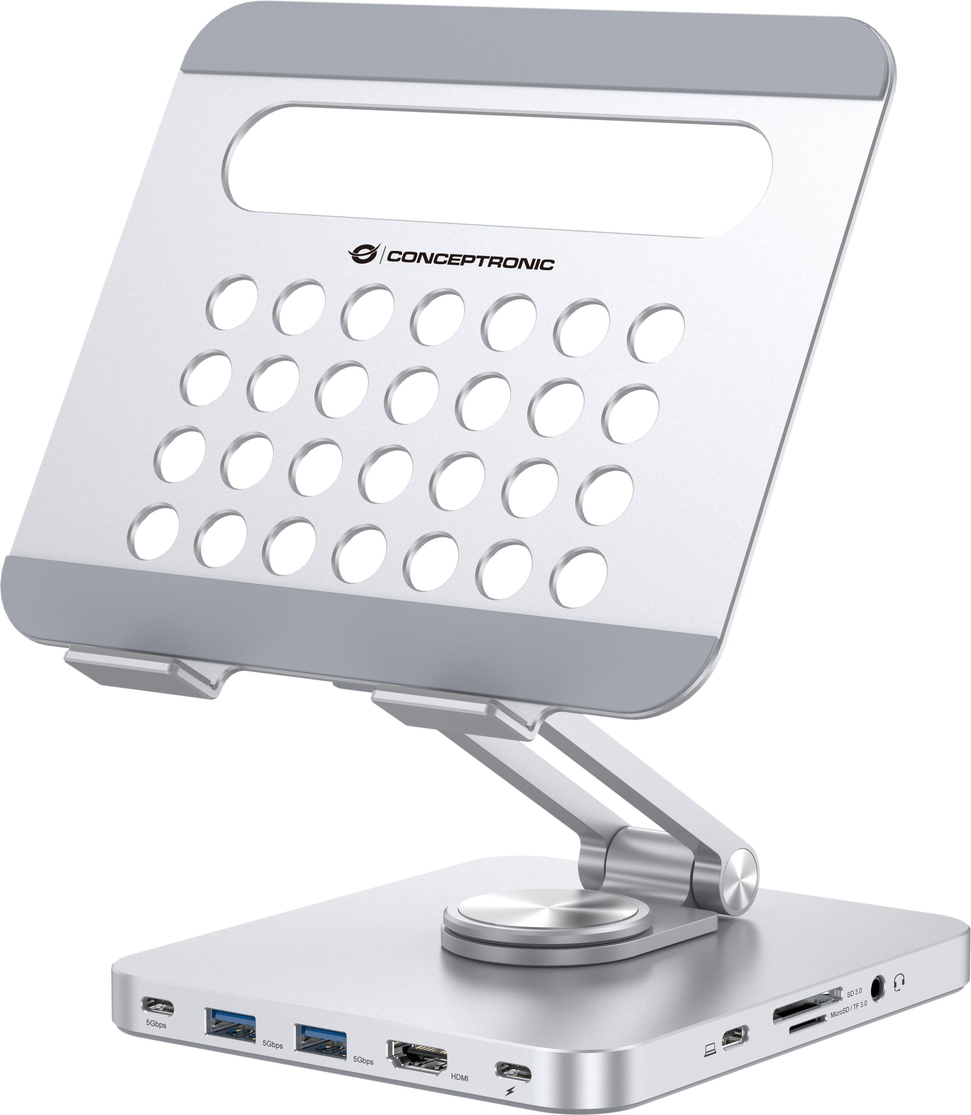 DONN26G Tablet-Ständer mit 8-in-1-Dockingstation