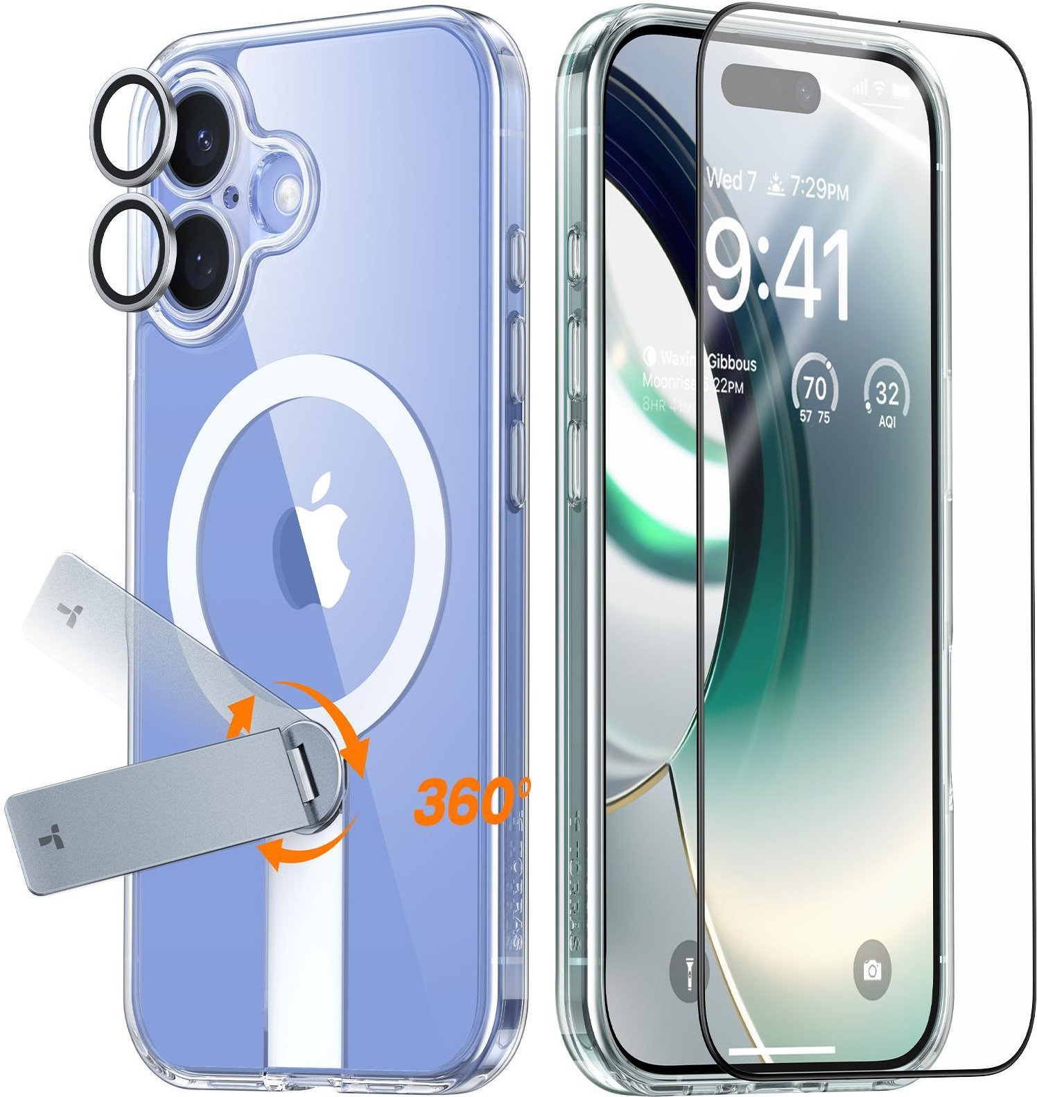 Pstand Spin 3-in-1 Bundle für iPhone 16 Clear Handyhülle