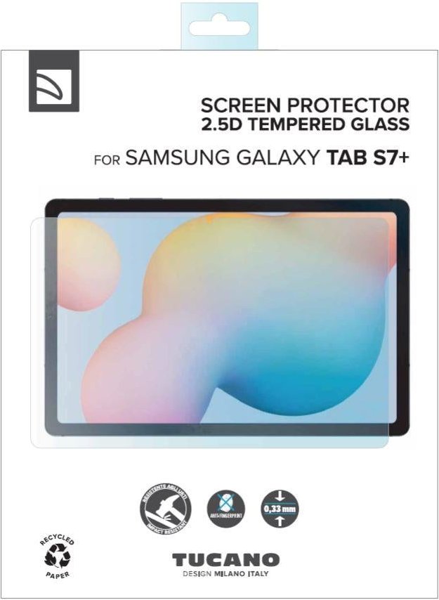 Tucano Displayschutzglas für Samsung Galaxy Tab S7+, Tab 8+ (61600)