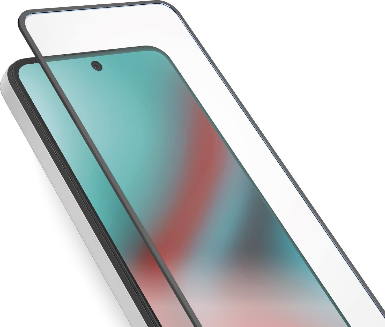 Hülle aus gehärtetem Glas mit schwarzen Silikonrändern für Motorola G14