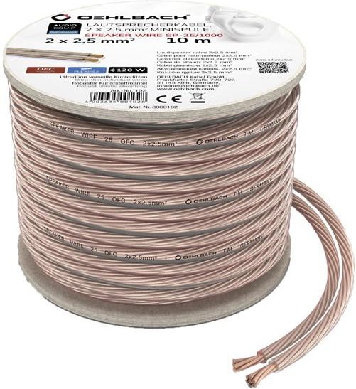 Lautsprecherkabel 2x2,5mm², glasklar, 10m SB