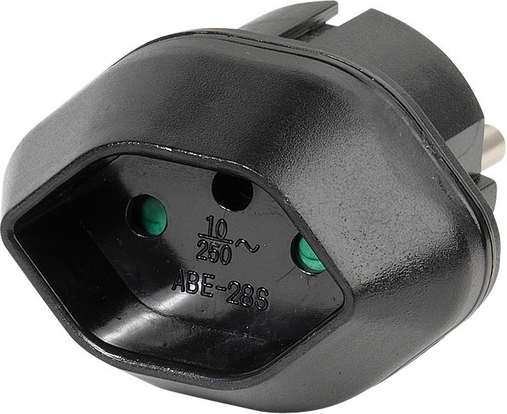 Reisestecker Schweiz, CH Buchse - Schuko Stecker (28695)