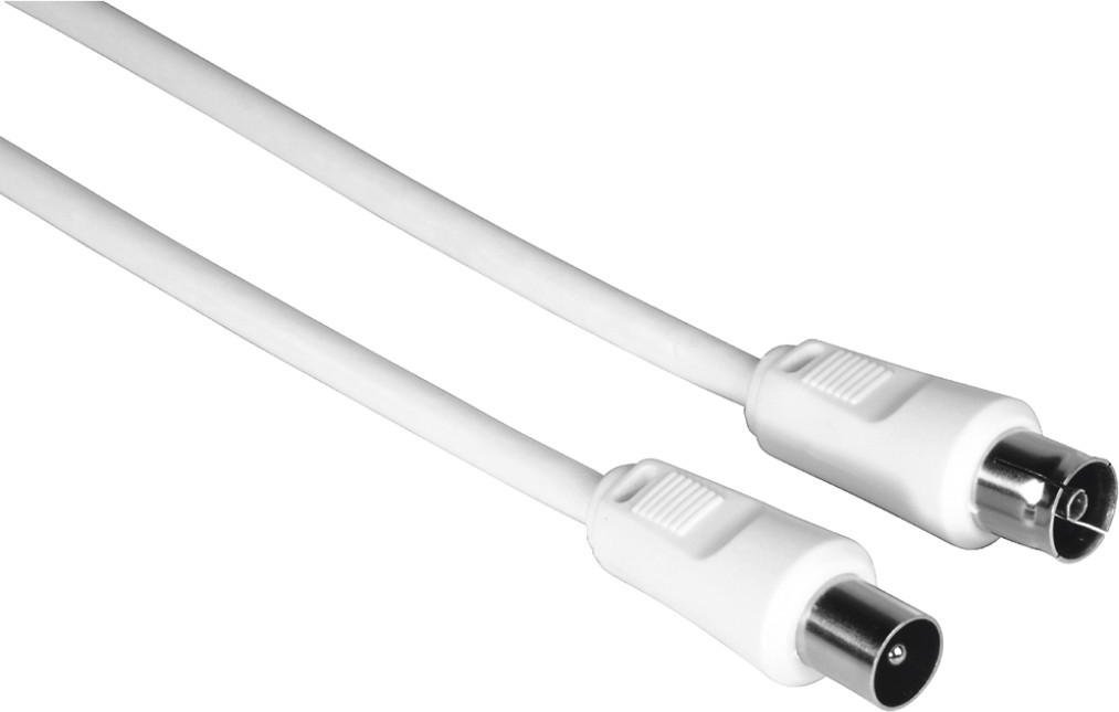 Antennen-Kabel, Koax-Stecker - Koax-Kupplung, 1,5 m, 75 dB, Weiß (00205028)