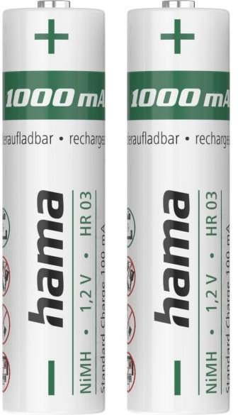 NiMH-Akkus, AAA Micro, 1000 mAh, 1,2 V, 2 Stück (00223523)