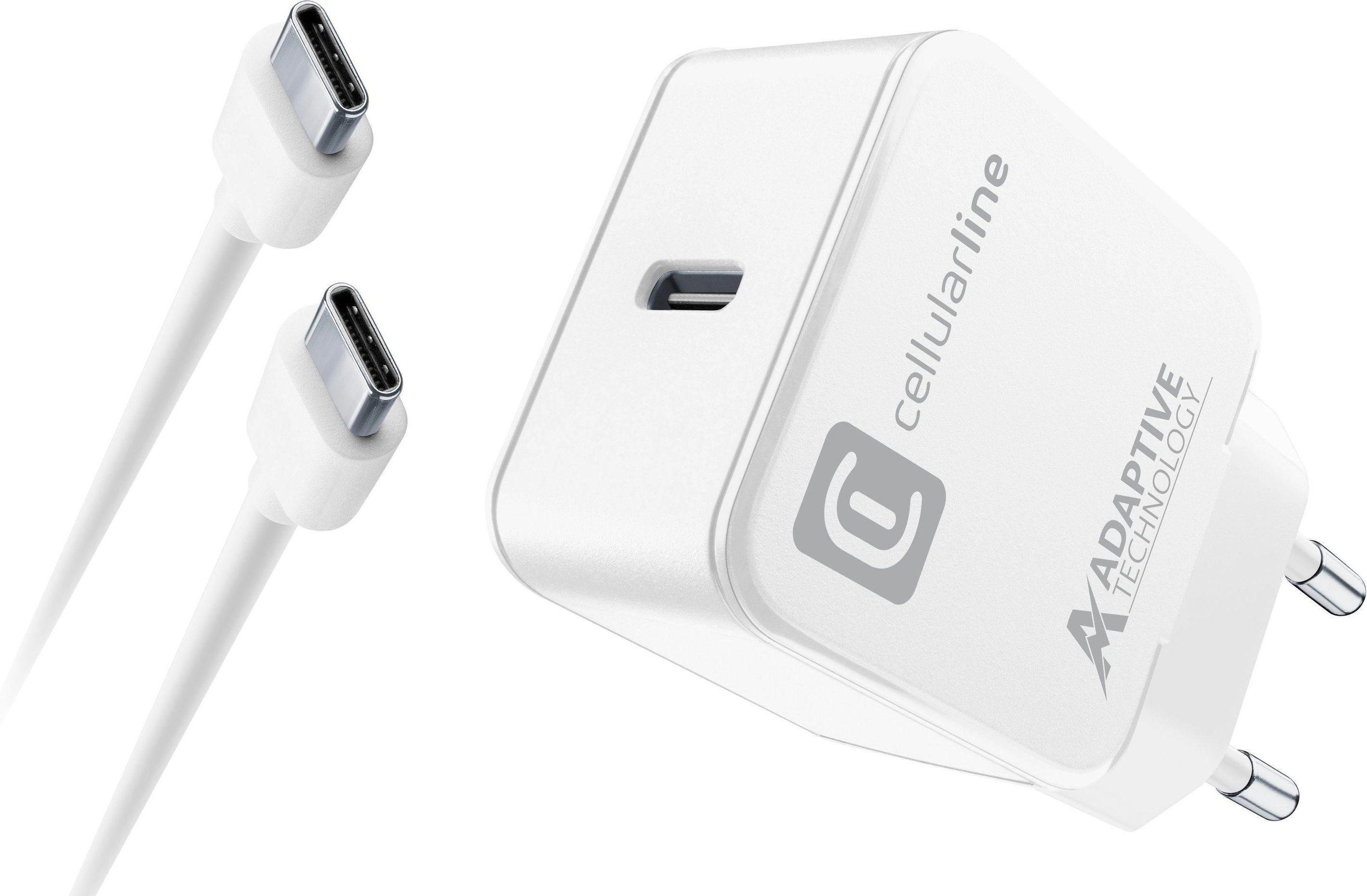 Cellularline USB-C Charger Kit für Samsung 15W White Ladegerät mit USB-C Kabel