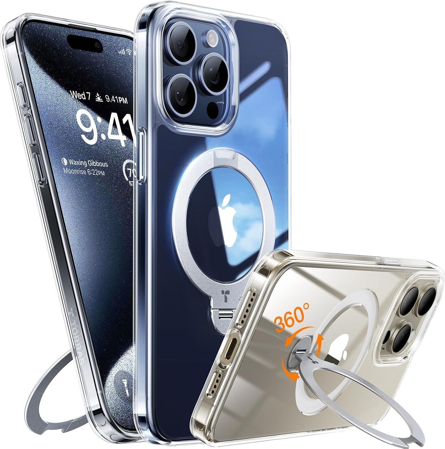 UPRO Ostand Spin Series für iphone 15 Pro Max Clear Handyhülle