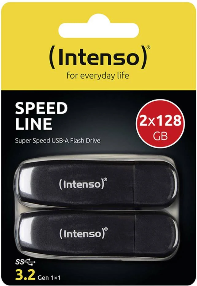 SPEED LINE USB 3.2 Gen 1x1 Super Speed USB-A Stick, 2x 128 GB, Schwarz