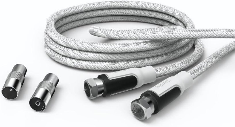 TV-Anschlusskabel, F-St. - F-St., 100 dB, Gewebe, inkl 2 Koax-Adapter, 6 m (00056588)