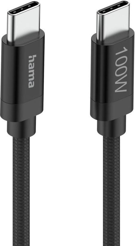 Ladekabel "Fabric", USB-C - USB-C, 100W, 1,5 m, Nylon, Schwarz (00201740)
