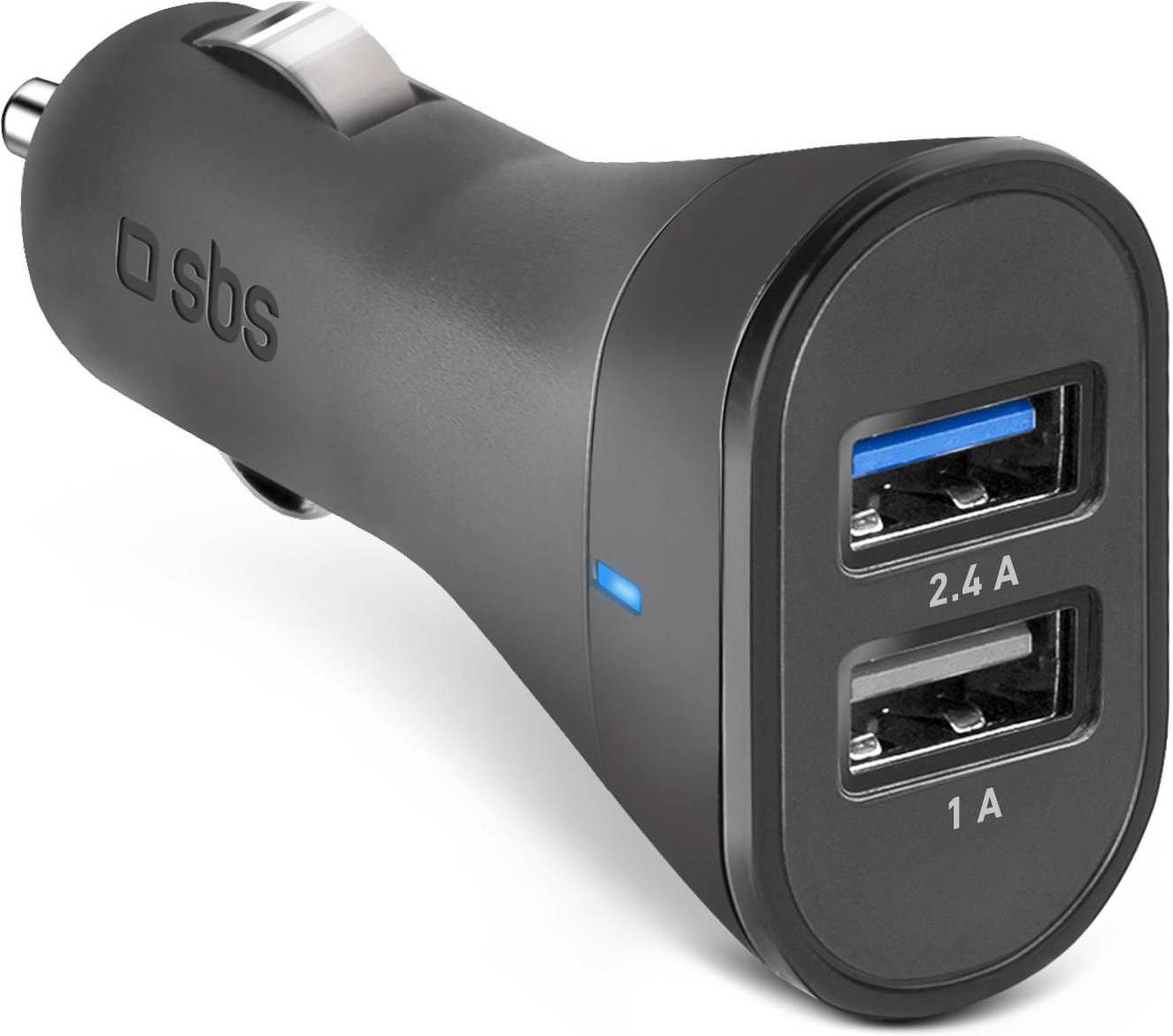 Autoadegerät, USB-A, 12 W, 2,4 A, Schwarz