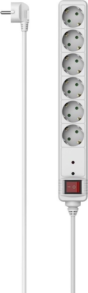 Steckdosenleiste, 6-fach, Überspannungsschutz, Schalter, 3 m, Weiß (00223155)