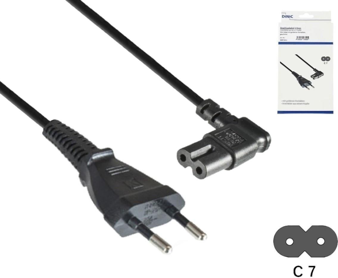 Thumbnail - Netzkabel Eurostecker Typ C auf C7, 0,75mm², Eurostecker/IEC 60320-C7, VDE, schwarz, Länge 3,00m