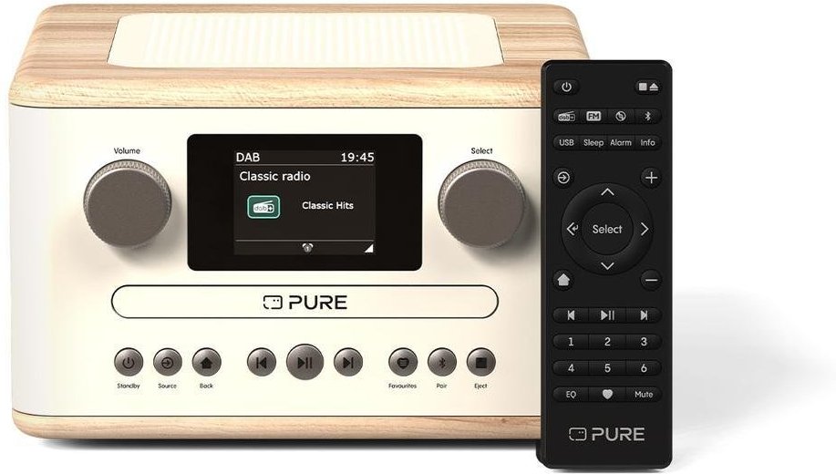 Classic C-D4 Baumwoll-Weiß/Eiche DAB+ Radio mit CD Player