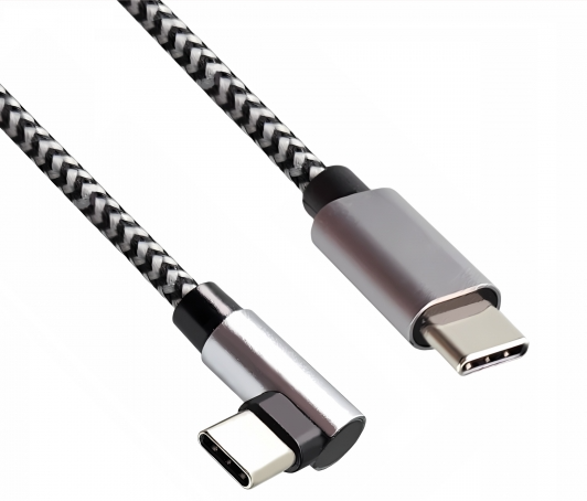 USB-C auf C 90° Ladekabel, HQ Alu Stecker, 0,15m