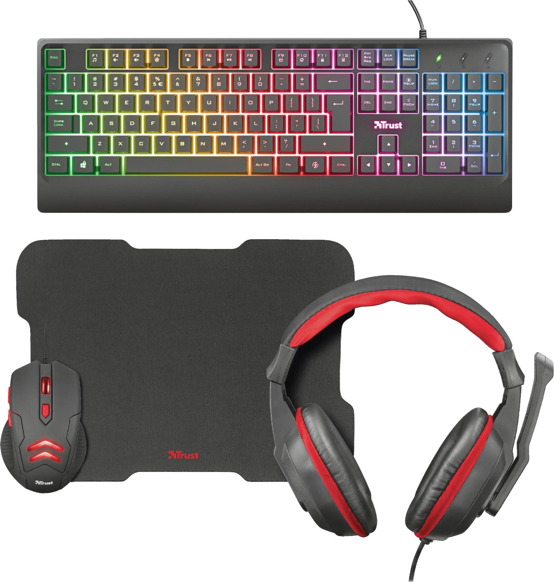 4-in-1 Gaming Bundle, Schwarz, QWERTZ, Deutsch