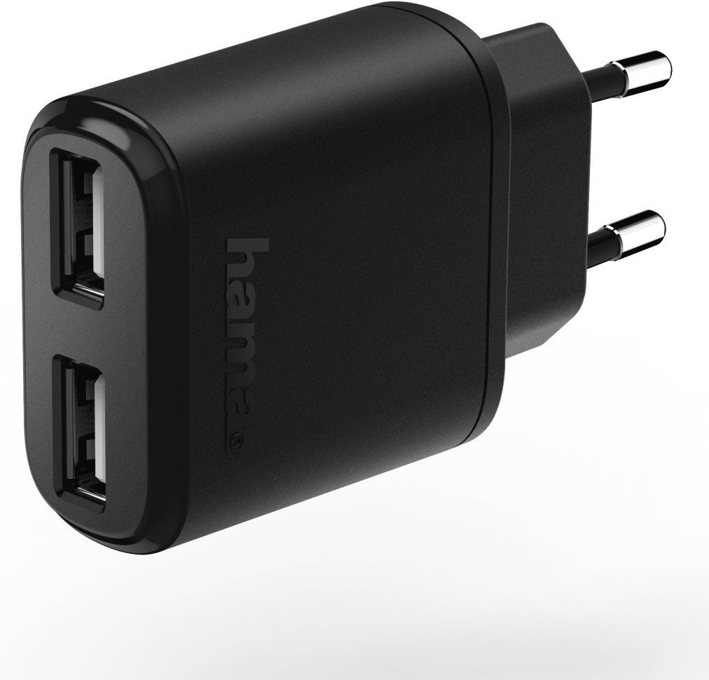 Ladegerät, 2-fach USB, 2.4 A, schwarz (00173623)