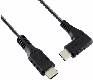 USB Typ C auf C 90°, Ladekabel, 480 Mbit/s, 60W, 3A, OD: 3.5mm, schwarz, Dinic Box mit Euroloch, 1m