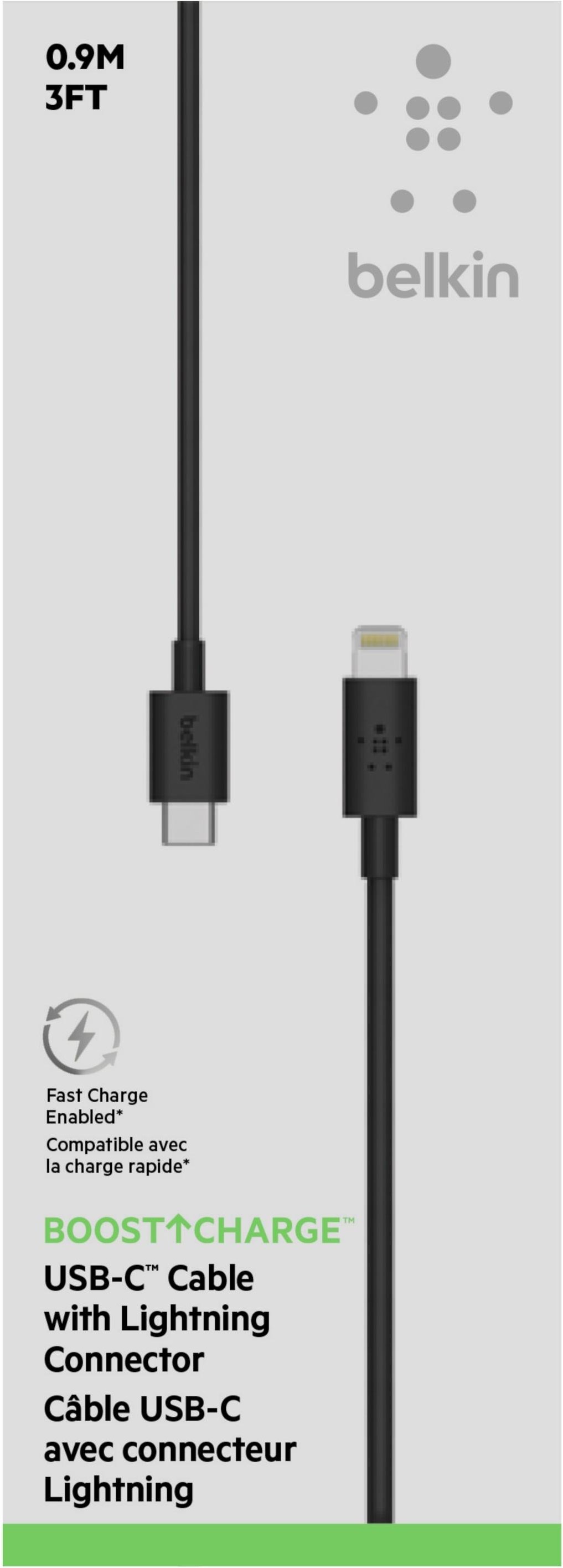 Boost Charge USB-C auf Lightning 0,9 m Kabel schwarz