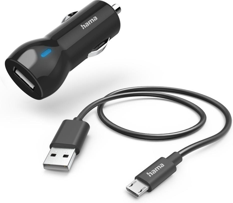 Auto-Ladegerät mit Ladekabel Micro-USB, 12 W, 1 m, Schwarz (00201613)