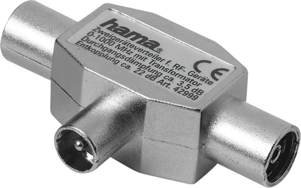 Antennen-Verteiler, Koax-Stecker - 2 Koax-Kupplungen, Metall (00122470)