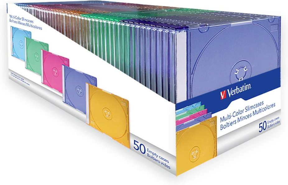 Mehrfarbige Slimcases für CD-/DVD 50 Stück, Gemischte Farben