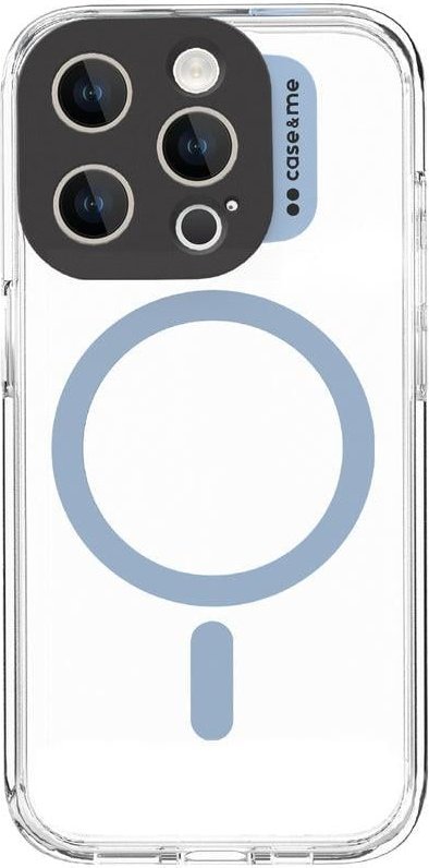 Case & Me Handyhülle für iPhone 15 Pro, 6,1 Zoll, Blau/Transparent