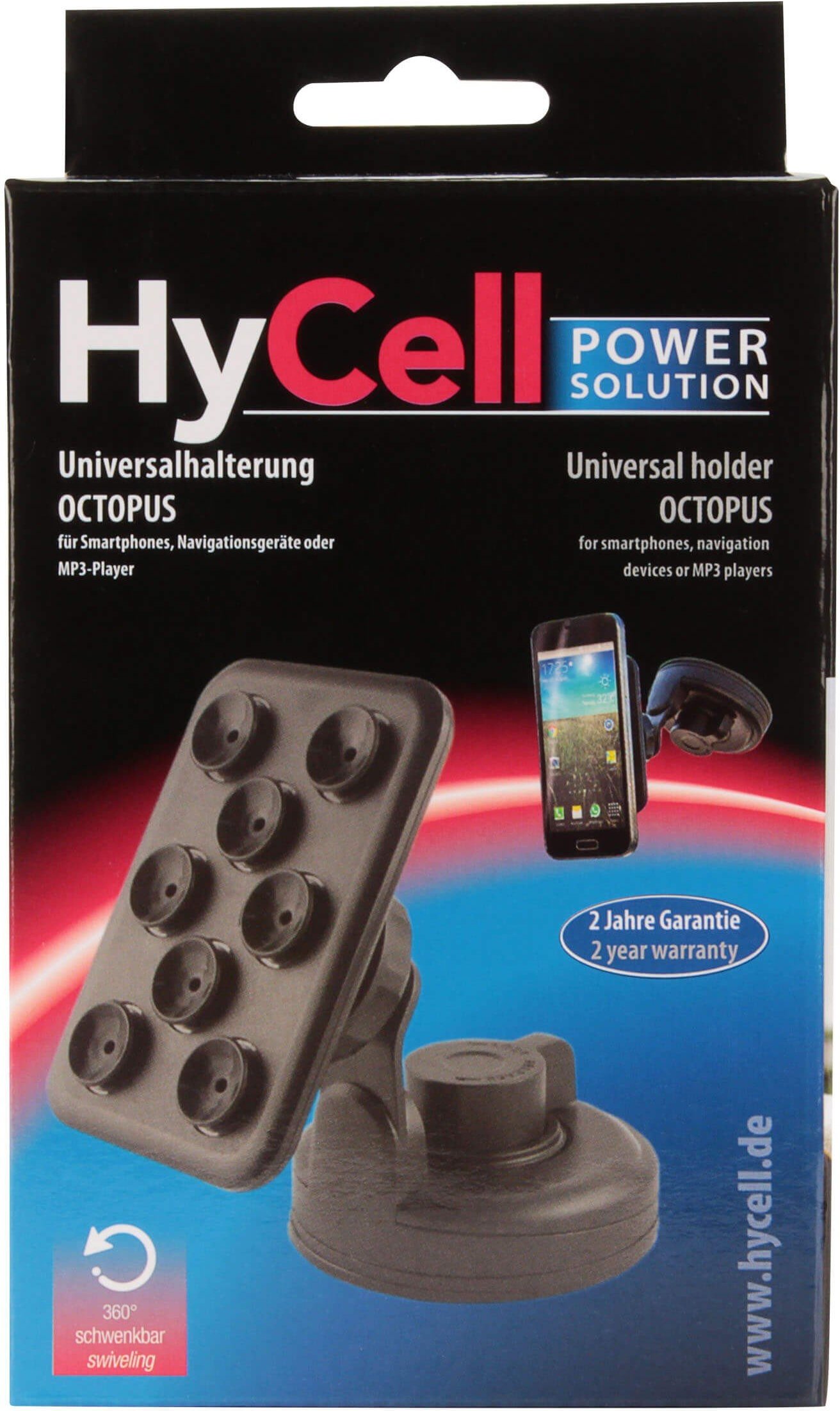 Universal-Halterung Octopus mit Saugnäpfen, Schwarz