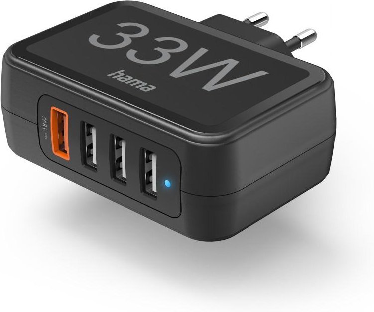 Schnellladegerät 4 Ports, Qualcomm® 3.0, 4x USB-A, 33 W, Schwarz (00125125)