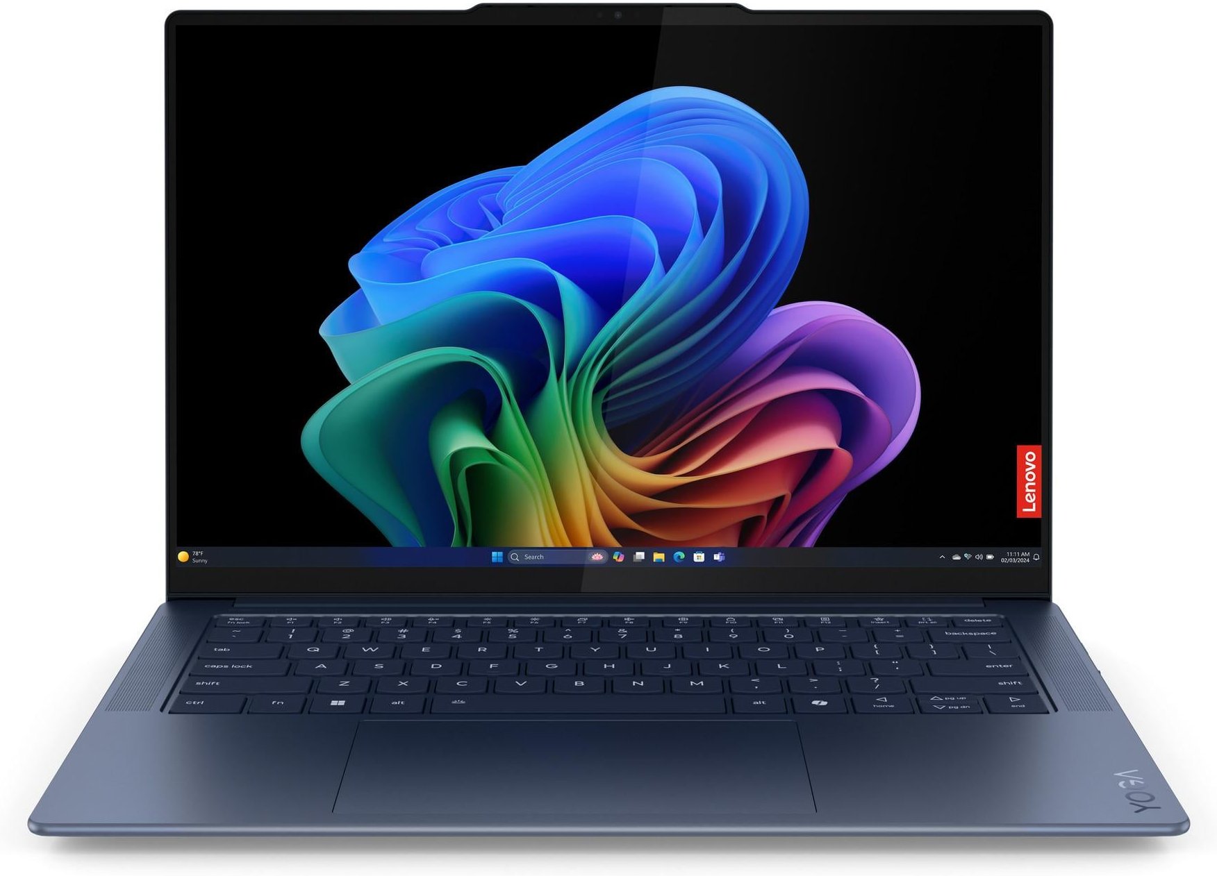 Notebook Yoga Slim 7 14Q8X9, Blau, Copilot+ PC, 14 Zoll, 3K, OLED, Snapdragon X Elite Pro, 32 GB, 1 TB SSD