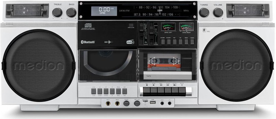 LIFE P66538 (MD44538) Retro-Boombox silber