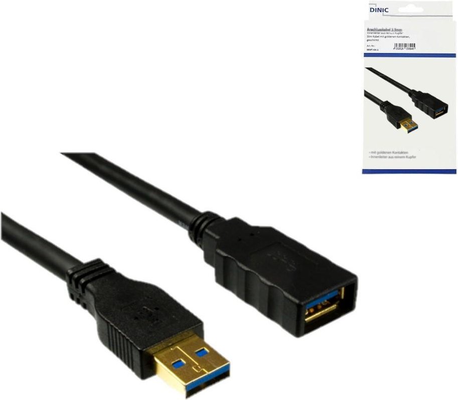USB 3.0 Verlängerung, A Stecker auf A Buchse schwarz, 2 m