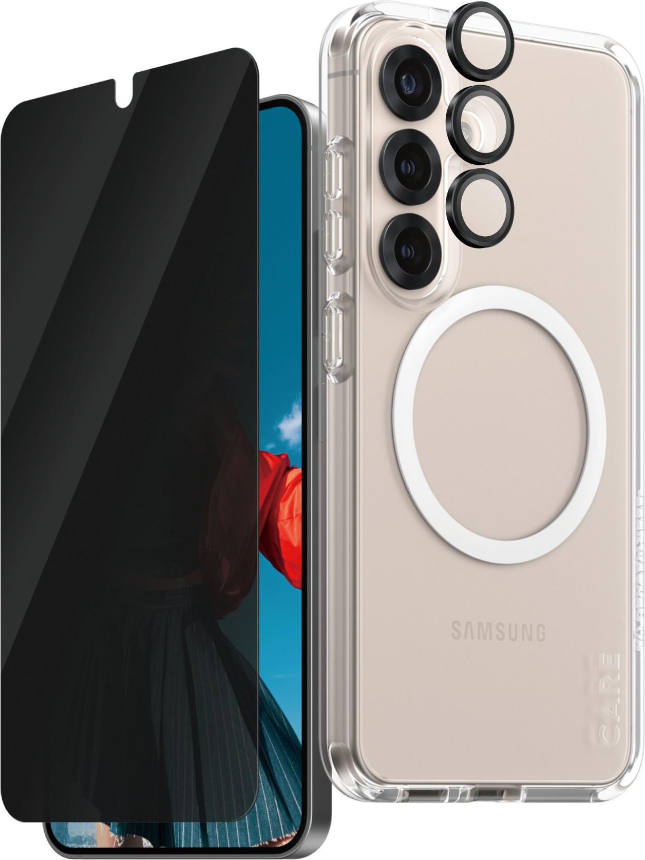 CARE by PanzerGlass Flagship 3-in-1 Privacy Set Samsung Galaxy S25