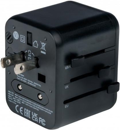 Universal-Reiseadapter UTA-02, USB-C PD, USB-A QC, Schwarz