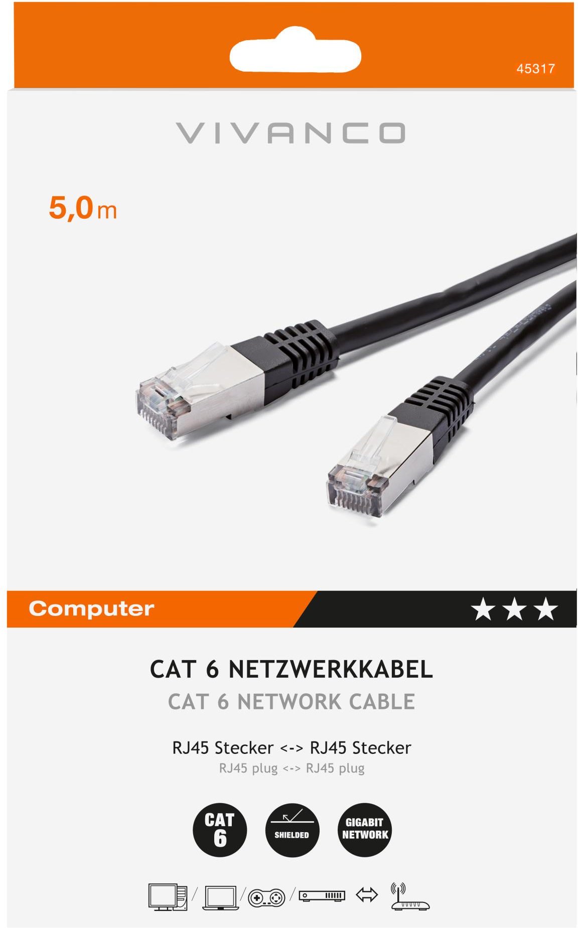 Thumbnail - CAT6 Netzwerkkabel, 5m (45317)