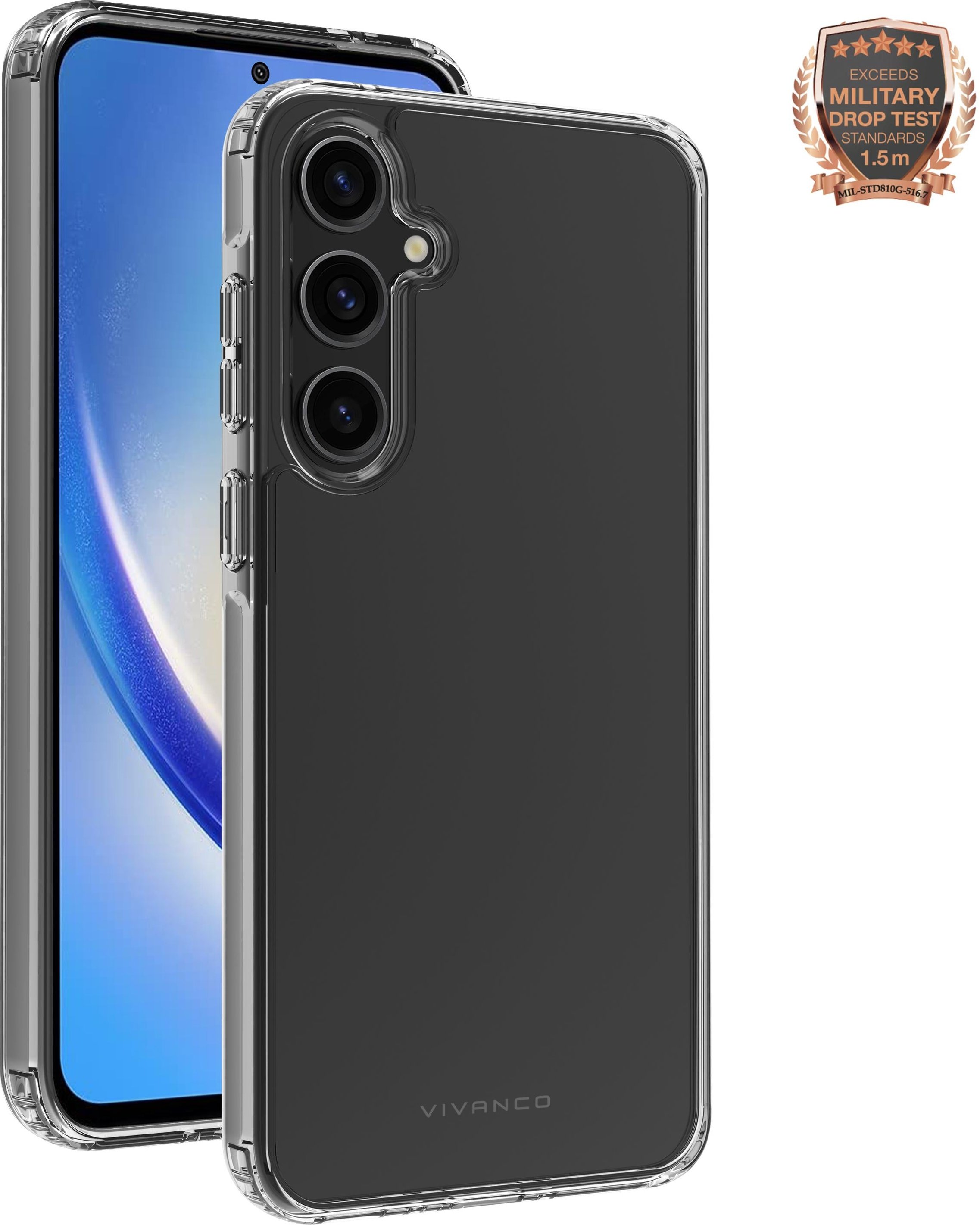 Safe and Steady, Anti Shock Cover für Galaxy A35 5G, 1.5m Drop-Protection Transparent (64103)