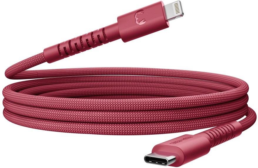 USB-C zu Lightning silicone geflochtenes Kabel "FlexWave" 2m, Berry Red (00231910)