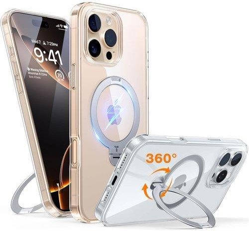360° drehbarer Ständer für iPhone 16 Pro Gehäuse, Transparent