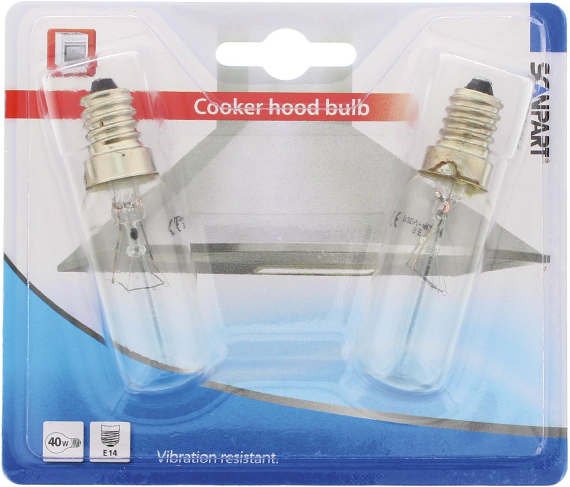 Dunsthaubenlampe 40 W T 25, 2 Stück 1140000041