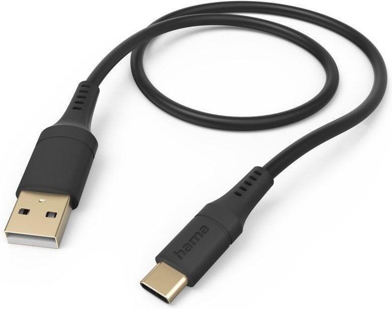 Ladekabel "Flexible", USB-A - USB-C, 1,5 m, Silikon, Schwarz (00201570)