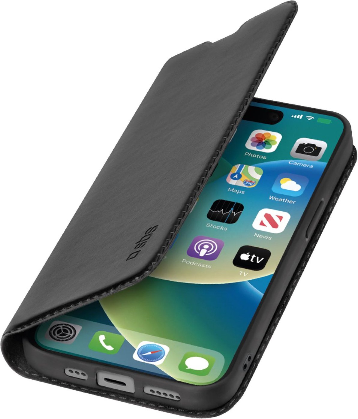 Bookcase Wallet Lite-Hülle für iPhone 15 Schwarz