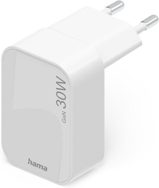 Schnellladegerät, GaN, 1x USB-C, faltbares Mini-Ladegerät, PD, 30 W, Weiß (00201954)