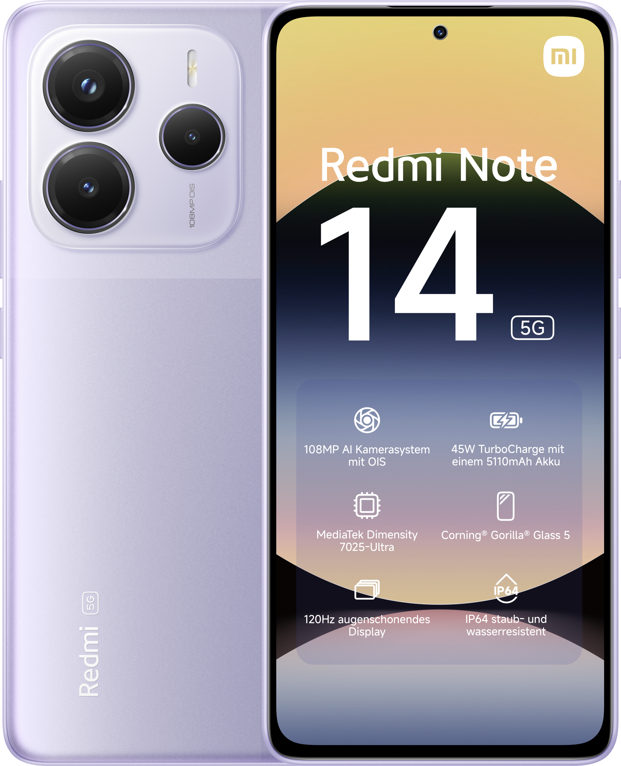 Redmi Note 14 5G 8GB + 256GB Lavender Purple Smartphone